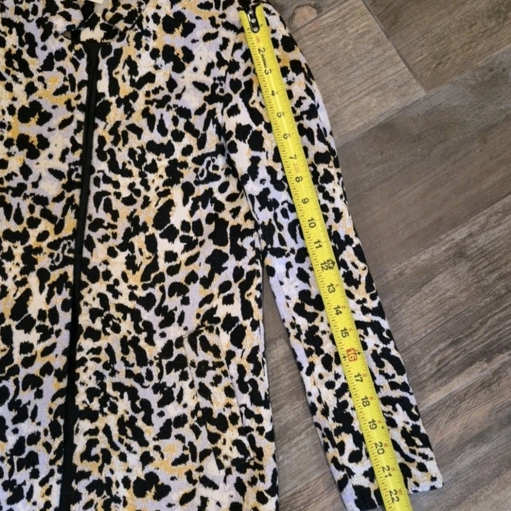 0/2 H&M Animal Print Open-Front Long Sleeve Fully Lined Coat w/ Pockets - Picture 13 of 14